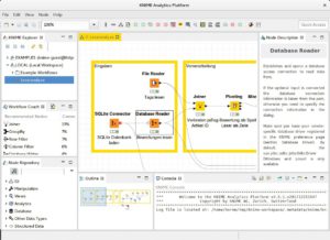 Abbildung 1: Die Benutzeroberfläche von Knime, in der die Anwender Workflows per Drag & Drop zusammenbauen.