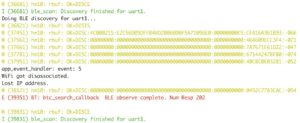 Abbildung 2: Die Firmware gibt auf der seriellen Konsole diverse Log-Einträge aus: In diesem Auszug erscheinen die Scan-Ergebnisse von einem der Bluetooth-Module.