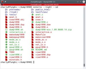 Abbildung 2: &raquo;lc --light&laquo; lackiert Files und Directories farbig auf heller Grundierung.