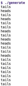 Abbildung 1: M&uuml;nzwurf per Python-Generator.