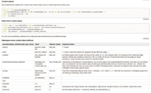 Abbildung 3: Die Content-Objekte und die Migrationsanmerkungen in EZ-Publish.
