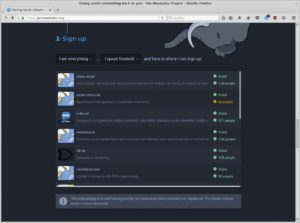 Abbildung 9: In Mastodon präsentiert ein Assistent zunächst die einzelnen verfügbaren Instanzen.