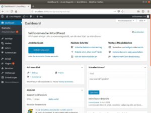 Abbildung 1: Das aufgeräumte Backend von WordPress zeigt nach dem Anmelden das so genannte Dashboard. Es liefert wichtige Informationen und Statistiken. Rote Punkte mahnen wartende Aktualisierungen an.