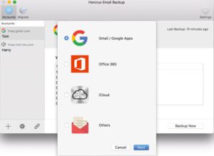 Abbildung 2: Horcrux gibt sich nutzerfreundlich und erfüllt unter Mac OS, was IMAP Size für Windows tut – E-Mails sichern.