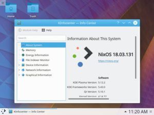 Abbildung 2: Die offizielle VM f&uuml;r Nixos 18.03 bringt zun&auml;chst nur die absolut notwendigen Programme mit.