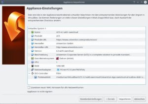 Abbildung 2: Die Standardwerte der UCS-Appliances für beide Anbieter sind in Virtualbox anpassbar.