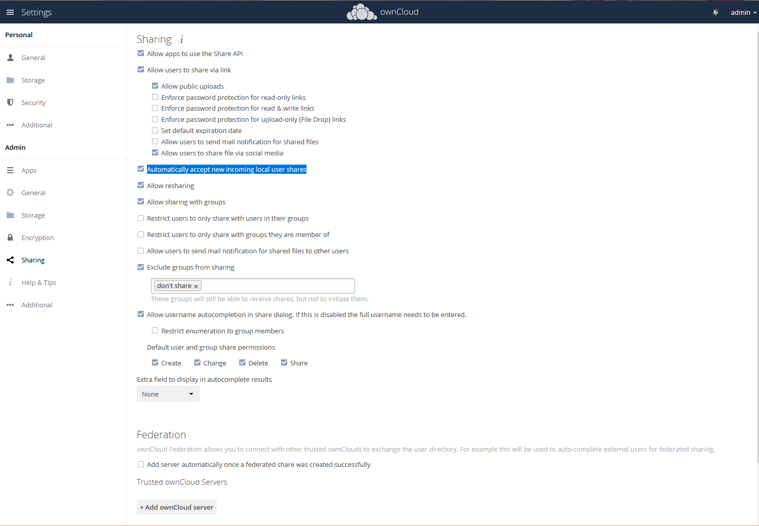 n den Sharing-Einstellungen lässt sich über ein zusätzliches Feld festlegen, ob User geteilte Dateien automatisch erhalten oder der Annahme vorher zustimmen müssen.