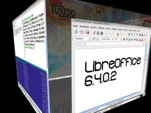 Abbildung 1: Mit Compiz ger&auml;t das Umschalten zwischen den virtuellen Desktops zum 3-D-Ereignis.