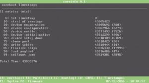 Abbildung 5: Die Payload »coreinfo« basiert auf Libpayload und zeigt Informationen zum System und zur Firmware an. Sie taucht ebenfalls als Eintrag in Seabios auf.