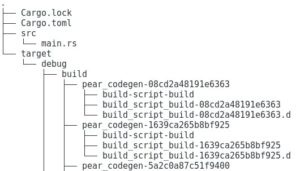 Abbildung 1: Das Projektverzeichnis zum "Hello World"-Beispiel. Wichtig sind die Datei &raquo;Cargo.toml&laquo; und der &raquo;src&laquo;-Ordner.