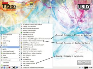 Abbildung 4: Container und Virtualisierung sind echte Neuank&ouml;mmlinge im &raquo;Knoppix&laquo;-Untermen&uuml;.