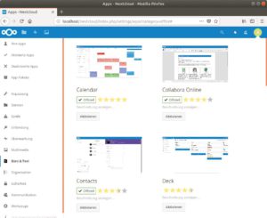 Abbildung 10: … und Nextcloud nur wenige Mausklicks. Auch wenn sich die Optik leicht unterscheidet, ist die grundlegende Bedienung der Stores weitgehend identisch.