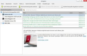 Abbildung 1: Unspektakulär zeigt sich das Programmfenster von Akregator.