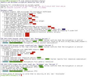 Abbildung 7: Der Testlauf von &raquo;sudo spectre-meltdown-checker&laquo; hier beweist: alles gut.