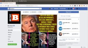 Abbildung 1: Das rechte Portal Breitbart r&uuml;hrte auf Facebook die Werbetrommel f&uuml;r Pr&auml;sident Trump.