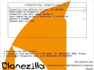 Abbildung 6: Clonezilla klont ganze Rechnersysteme. Die Software erzeugt Images von Festplatten oder von einzelnen Partitionen.
