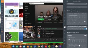 Abbildung 3: Ein ganz eigener Desktop, zahlreiche selbst geschriebene Programme und ein vorinstallierter Spotify-Client: So will Deepin bei Einsteigern punkten.