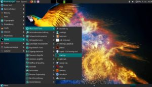 Abbildung 9: Das &raquo;Parrot&laquo;-Men&uuml; und seine Untermen&uuml;s bieten Zugriff auf etliche Programme aus den Bereichen Penetrationstests, digitale Forensik, Sniffing und Spoofing. Kryptografie-Werkzeuge und Anonymisierungstools haben ihre eigenen Men&uuml;s.