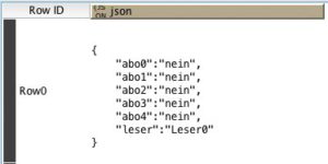 Abbildung 2: Die Tabelle mit den Abonnement-Daten im Json-Format.