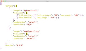 Abbildung 5: Die Konfigurationsdatei von OOMd ist &uuml;bersichtlich und bietet im Json-Format Hebel und Schalter f&uuml;r alle wichtigen Parameter.