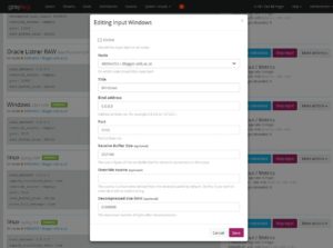 Abbildung 2: Definieren eines Inputs f&uuml;r Graylog.