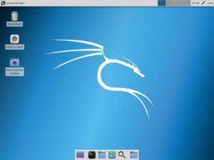 Abbildung 2: Kali Linux 2018.3 in der virtuelle Maschine nutzt den schlanken Xfce-Desktop. Das &raquo;Anwendungen&laquo;-Men&uuml; bietet bequemen Zugang zu zahlreichen Sicherheitswerkzeugen.