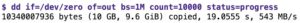 Abbildung 2: Seit Coreutils 8.24 zeigt das Tool &raquo;dd&laquo; mit der Option &raquo;status=progress&laquo; den Fortschritt an.