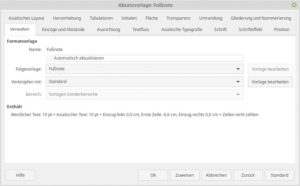Abbildung 3: Mit einer Absatzvorlage kann der Libre-Office-Anwender das Layout der Fußnoten modifizieren.