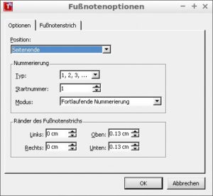 Abbildung 9: Optimal einzustellen – die Optionen zur Fußnotengestaltung in Textmaker.