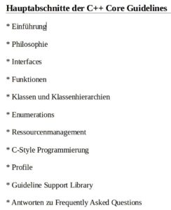 Abbildung 1: Die Core Guidelines ordnen die mehr als hundert Regeln verschiedenen Bereichen zu.