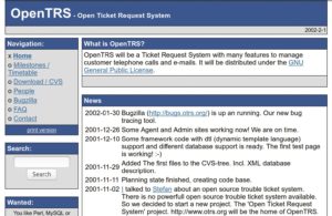 Abbildung 3: "So we decided to start a new project": Webseite des OTRS-Projekts vom November 2002.