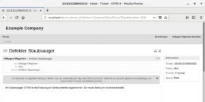 Abbildung 2: Das Kundenportal von OTRS fasst für Frau Mägerlein alle wichtigen Informationen zusammen, wirkt aber ähnlich wie die Benutzeroberfläche von OTRS altbacken.
