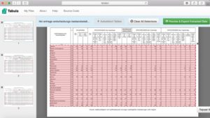 Abbildung 1: Das freie Programm Tabula extrahiert Daten aus einem markierten Aussschnitt einer PDF-Tabelle.
