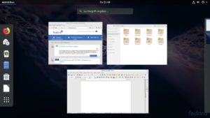 Abbildung 1: Fedora 29 unterstützt Firefox 62 und Libre Office 6.1.1.2.
