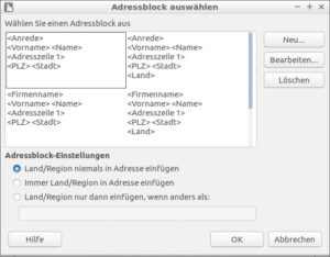 Abbildung 3: Um den Adressblock zu gestalten, gibt es mehrere Vorlagen.