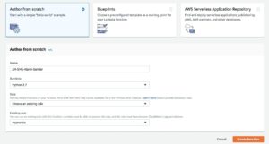 Abbildung 4: Web-Consolen-Dialog zum Anlegen einer Lambda-Funktion.