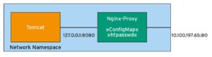 Abbildung 2: Ein einfacher Sidecar f&uuml;r Tomcat l&auml;sst sich mit Nginx umsetzen. Der k&uuml;mmert sich um die Traffic-Kontrolle, Autorisierung und Authentifizierung.