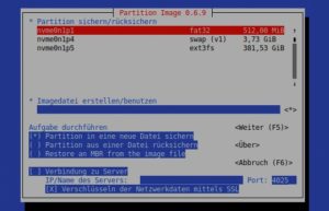Abbildung 5: Partimage arbeitet mit einer klassischen Ncurses-Oberfl&auml;che.