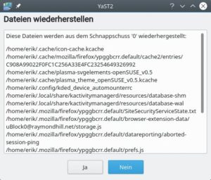 Abbildung 13: Snapper listet die zu rekonstruierenden Dateien gesondert auf.