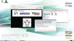 Abbildung 1: Knoppix 8.5 nutzt als Standard den LXDE-Desktop, am Bootprompt aktivieren User auch KDE oder Gnome.