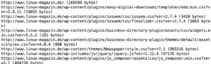 Abbildung 9: Mit der Erweiterung in <a href="#artRef-l2">Listing 2</a> hat der Proxy in »dump.log« mitprotokolliert, welche URLs der Browser beim Besuch auf Linux-Magazin Online angefahren hat.