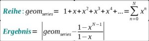 Abbildung 8: Die geometrische Reihe kann anhand einer For-Schleife berechnet werden. Das Ergebnis ist aufgrund der Absolut-Funktion immer positiv.