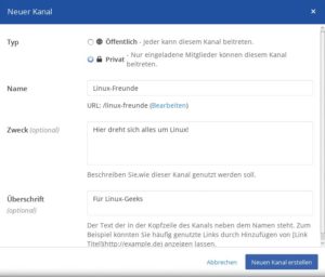Abbildung 3: Mit Hilfe von Kanälen fasst Mattermost themenspezifische Kommunikation zusammen.
