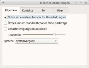 Abbildung 5: Der Einstellungsdialog fällt bei Ricochet bewusst spartanisch aus.