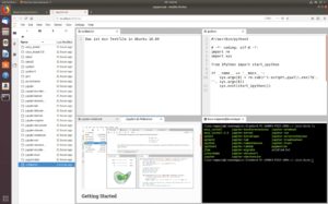 Abbildung 4: Das Interface von Jupyter Lab (hier unter Ubuntu) zeigt sein flexibles Layout.