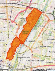 Abbildung 18: Bestimmen der Größe des Englischen Gartens in München.