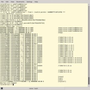 Abbildung 2: Auch ein Coredump kann die &uuml;berraschende Folge von undefiniertem Verhalten sein.