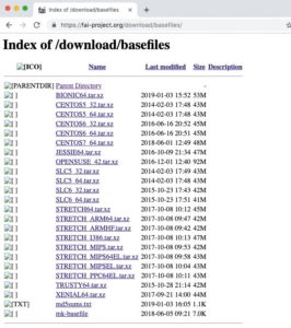 Abbildung 4: Basefiles für Distributionen pflegen die Leute von FAI selbst.