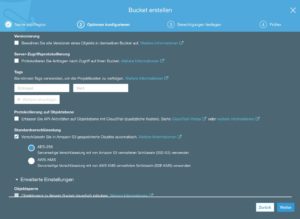 Abbildung 1: Einstellungen beim Anlegen eines S3-Bucket.