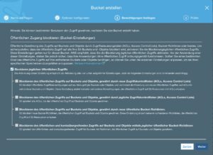 Abbildung 2: Die zweite Seite der Einstellungen beim Erstellen eines Bucket.